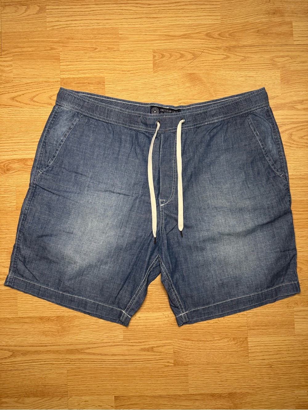 American Eagle Outfitters Blue Denim-Style Drawstring Hybrid Shorts Thin